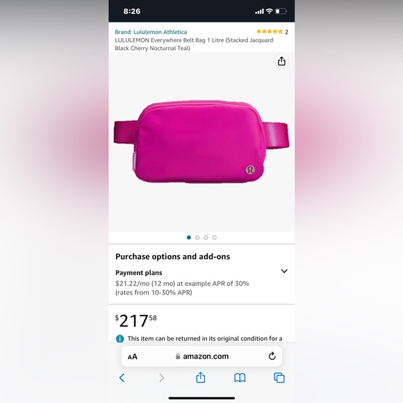 "RARE COLOR" BRAND NEW LULULEMON EVERYWHERE BELT BAG 1L - Picture 7 of 13